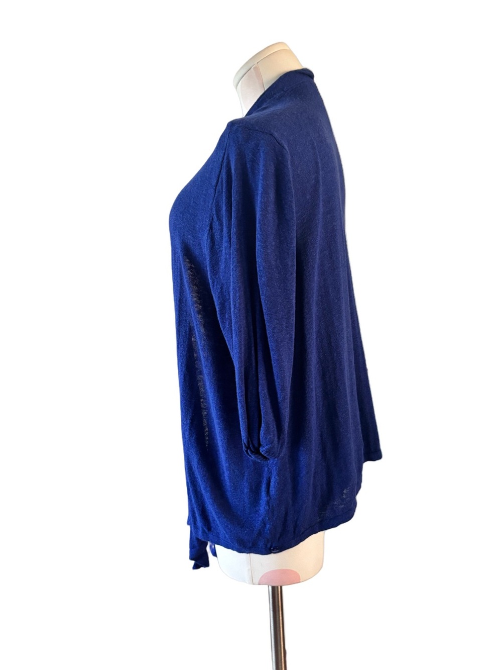 J.Jill Wearever Open Front Cardigan Blue Linen Blend XL - Picture 5 of 7